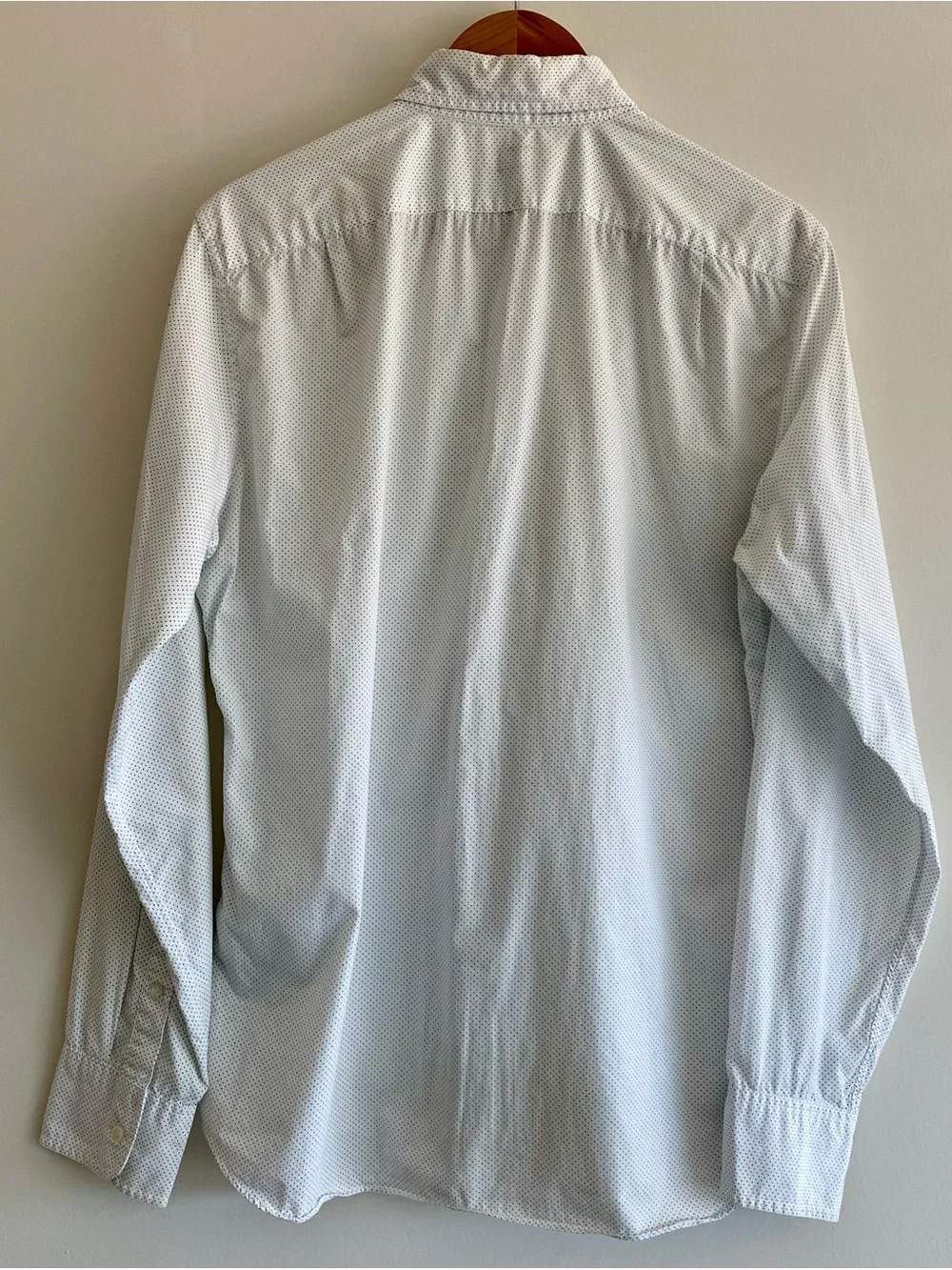 J.Crew Men's Slim Fit Button Down Shirt Micro Navy Polka Dot White, size M